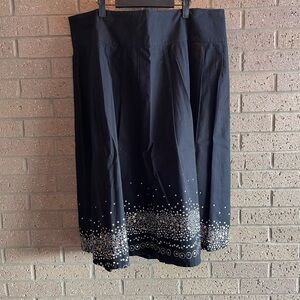 Covington Black A-Line Skirt with White Patterns